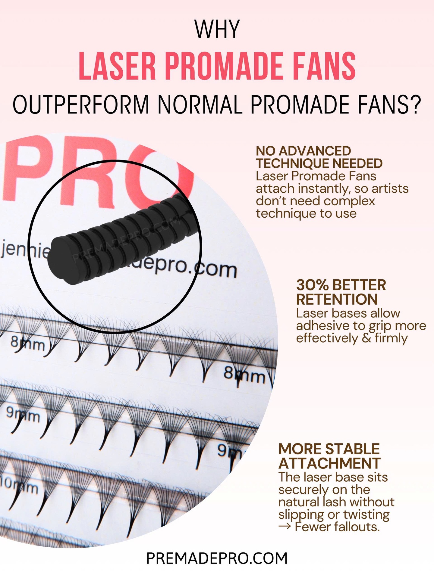 Why Laser Promade Fans outperform normal Promade Fans ✨
No advanced technique. No extra effort. 💡
Instant, even attachment for better retention with less skill dependency - same routine, better results.

✔ Easier application 🎯
✔ More stable attachment 🔒
✔ Longer-lasting retention ⏳
✔ Consistent results every set 📦
👉 DM us for wholesale pricing & samples
_______________________________________
𝗣𝗿𝗲𝗺𝗮𝗱𝗲 𝗣𝗿𝗼𝗳𝗲𝘀𝘀𝗶𝗼𝗻𝗮𝗹 - 𝗹𝗮𝘀𝗵 𝗺𝗮𝗻𝘂𝗳𝗮𝗰𝘁𝘂𝗿𝗲𝗿 𝗶𝗻 𝗩𝗶𝗲𝘁𝗻𝗮𝗺
𝑻𝑨𝑲𝑰𝑵𝑮 𝒀𝑶𝑼𝑹 𝑩𝑹𝑨𝑵𝑫 𝑻𝑶 𝑻𝑯𝑬 𝑵𝑬𝑿𝑻 𝑳𝑬𝑽𝑬𝑳
𝗪𝗵𝗮𝘁𝘀𝗔𝗽𝗽: +84 96 607 2813
#laserpromadefans #laserlashes #promadefans LashFactory
